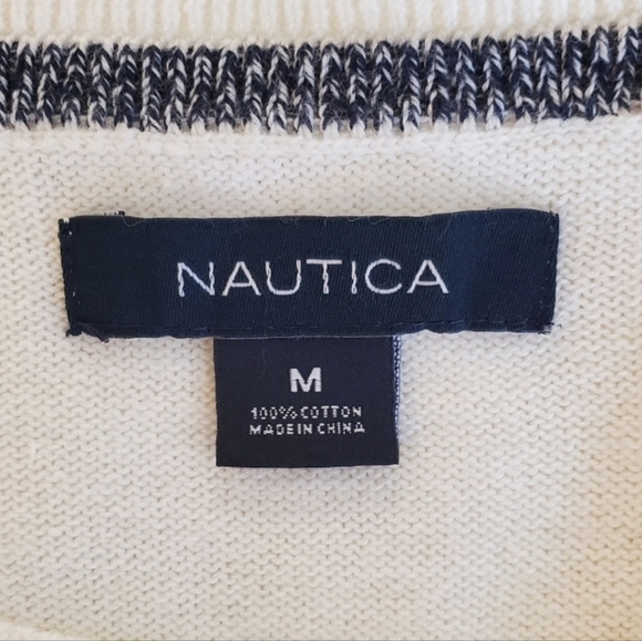 Nautica Sweater Womens Medium Ships Wheel Marshmallo Beach Boat Cover Up M - Picture 4 of 14